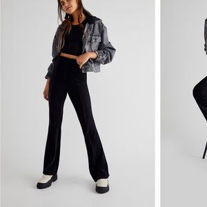 NOWT free people slim pull-on velvet flare pants in black